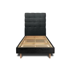 Sommeil De Plomb Lit avec tête de lit capitonnée et sommier kit - Lit en bois massif New