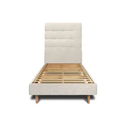Sommeil De Plomb Lit avec tête de lit capitonnée tissu et sommier kit - Lit en bois massif