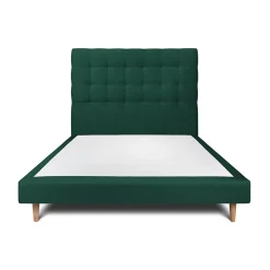 Sommeil De Plomb Lit avec tête de lit capitonnée velours et sommier - Lit en bois massif Outlet