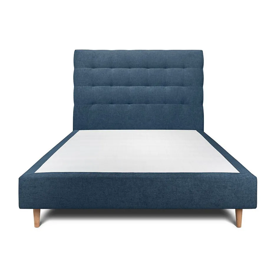 Sommeil De Plomb Lit avec tête de lit capitonnée tissu et sommier tapissier - Lit en bois massif