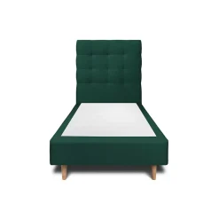 Sommeil De Plomb Lit avec tête de lit capitonnée velours et sommier - Lit en bois massif Outlet