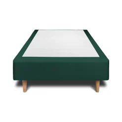 Sommeil De Plomb Lit avec tête de lit capitonnée velours et sommier - Lit en bois massif Outlet