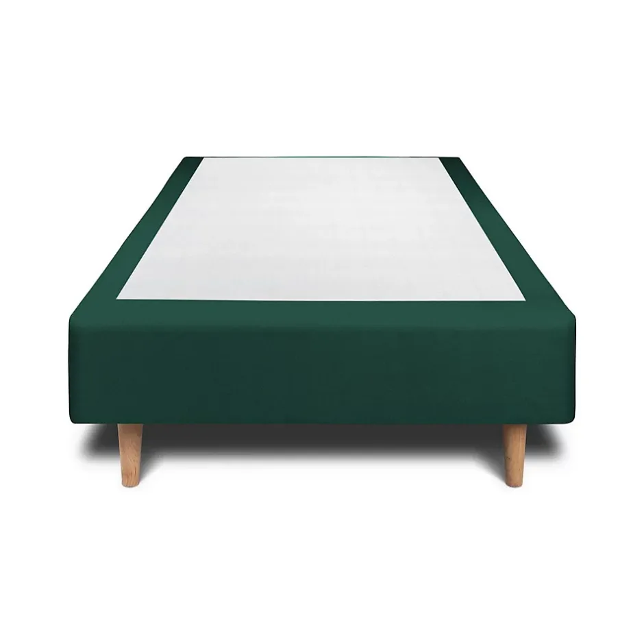 Sommeil De Plomb Lit avec tête de lit capitonnée velours et sommier - Lit en bois massif Outlet