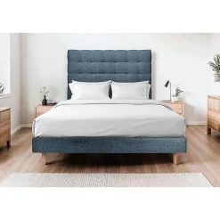 Sommeil De Plomb Lit avec tête de lit capitonnée et sommier tapissier - Lit en bois massif