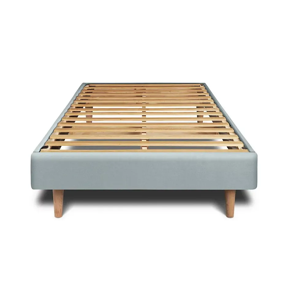 Sommeil De Plomb Lit avec tête de lit capitonnée velours et sommier kit - Lit en bois massif Best