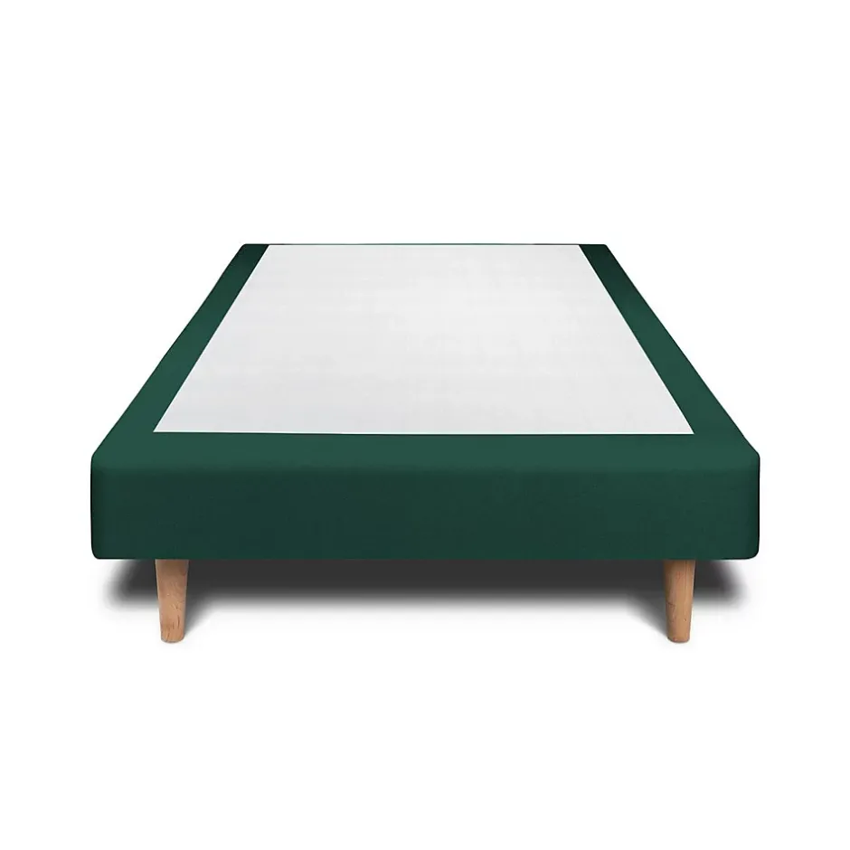 Sommeil De Plomb Lit avec tête de lit capitonnée velours et sommier - Lit en bois massif New