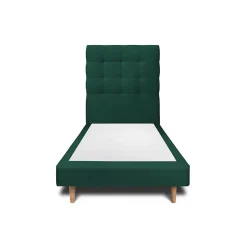 Sommeil De Plomb Lit avec tête de lit capitonnée velours et sommier - Lit en bois massif New