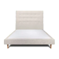 Sommeil De Plomb Lit avec tête de lit capitonnée tissu et sommier tapissier - Lit en bois massif Outlet