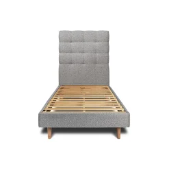 Sommeil De Plomb Lit avec tête de lit capitonnée et sommier kit - Lit en bois massif Sale