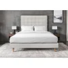 Sommeil De Plomb Lit avec tête de lit capitonnée velours et sommier - Lit en bois massif New