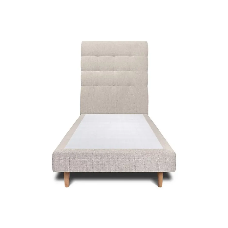Sommeil De Plomb Lit avec tête de lit capitonnée tissu et sommier tapissier - Lit en bois massif Clearance