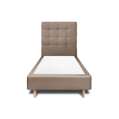 Sommeil De Plomb Lit avec tête de lit capitonnée velours et sommier - Lit en bois massif
