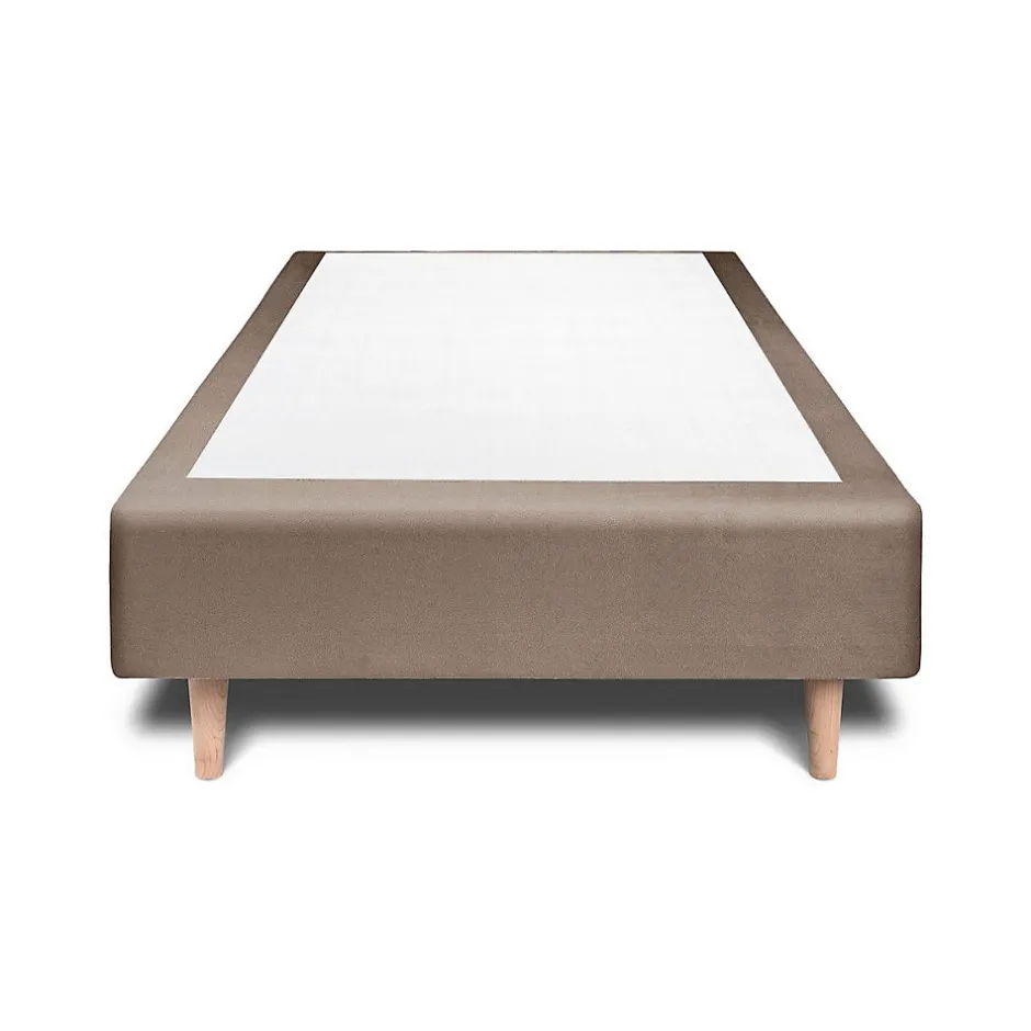 Sommeil De Plomb Lit avec tête de lit capitonnée velours et sommier - Lit en bois massif