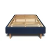 Sommeil De Plomb Lit avec tête de lit capitonnée velours et sommier kit - Lit en bois massif Sale