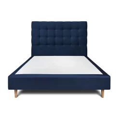 Sommeil De Plomb Lit avec tête de lit capitonnée velours et sommier - Lit en bois massif New
