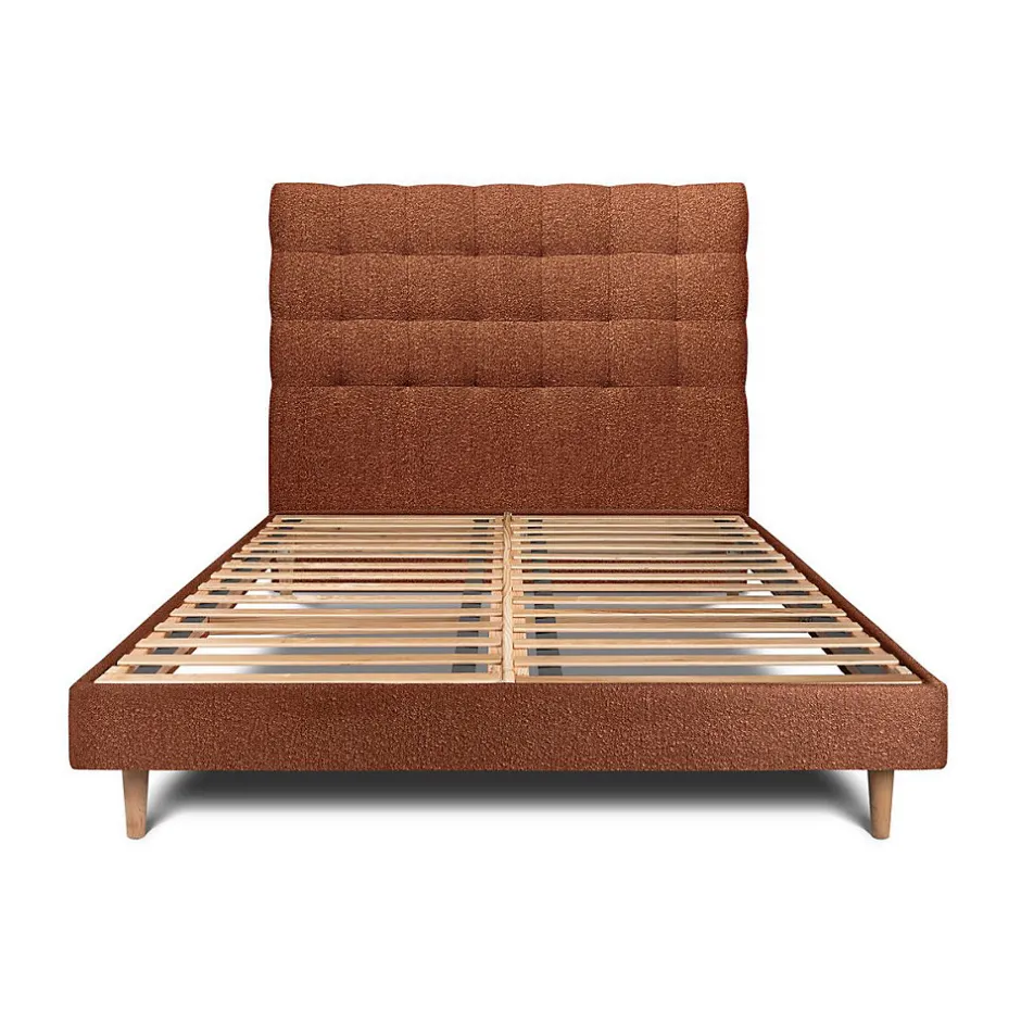 Sommeil De Plomb Lit avec tête de lit capitonnée et sommier kit - Lit en bois massif