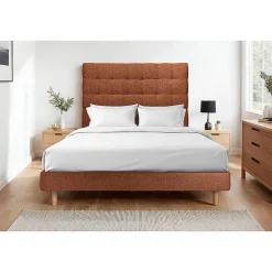 Sommeil De Plomb Lit avec tête de lit capitonnée et sommier kit - Lit en bois massif