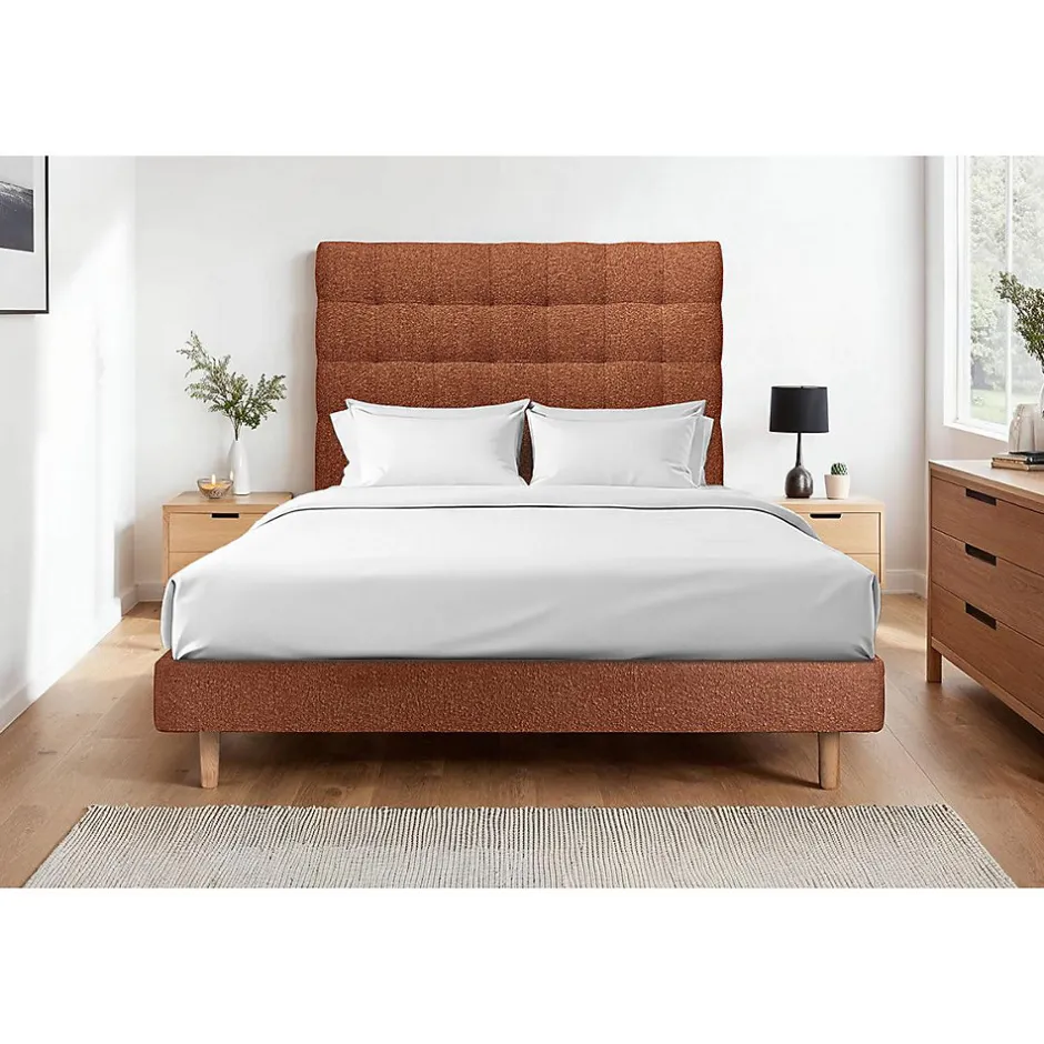 Sommeil De Plomb Lit avec tête de lit capitonnée et sommier kit - Lit en bois massif