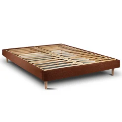 Sommeil De Plomb Lit avec tête de lit capitonnée et sommier kit - Lit en bois massif