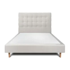 Sommeil De Plomb Lit avec tête de lit capitonnée velours et sommier - Lit en bois massif Sale