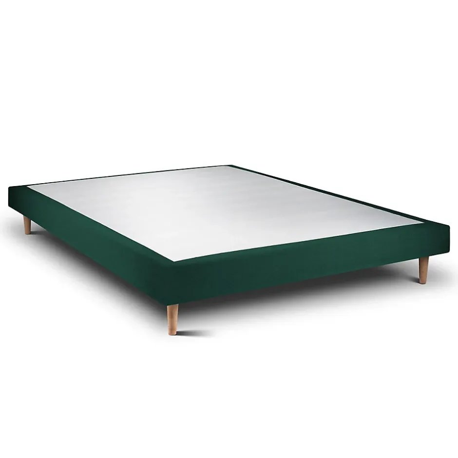 Sommeil De Plomb Lit avec tête de lit capitonnée velours et sommier - Lit en bois massif Best