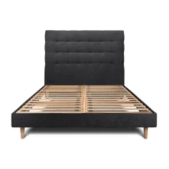 Sommeil De Plomb Lit avec tête de lit capitonnée tissu et sommier kit - Lit en bois massif Discount