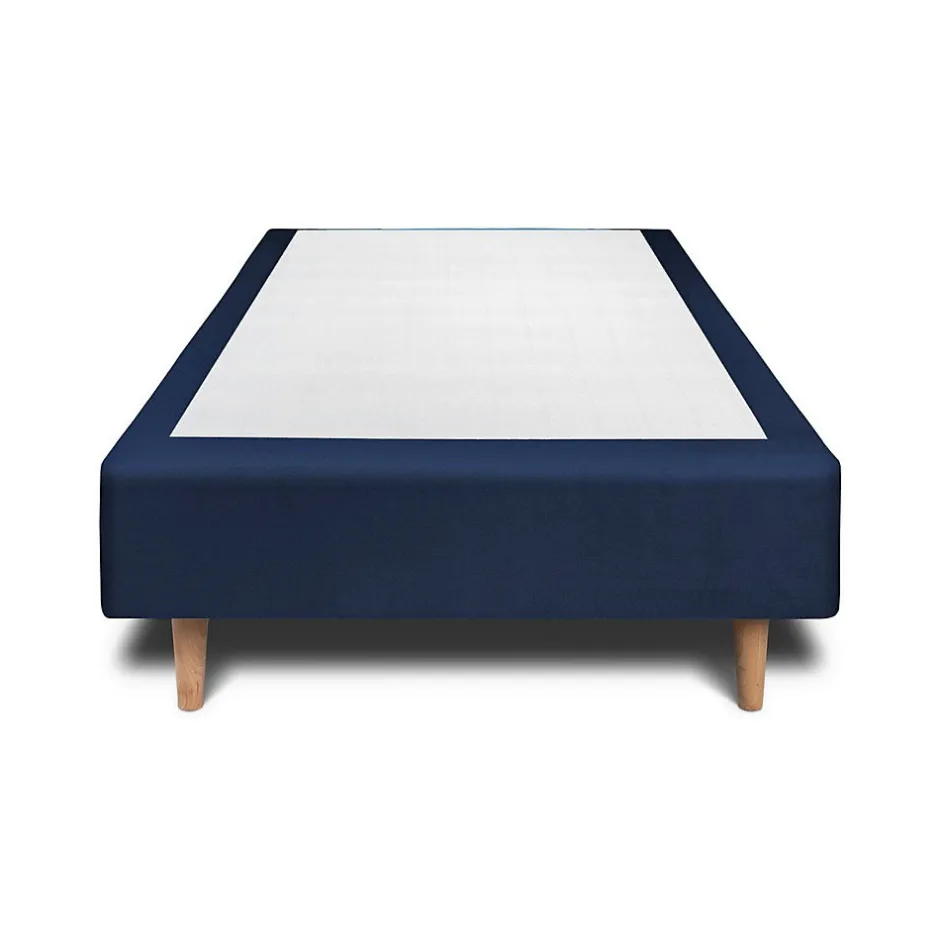 Sommeil De Plomb Lit avec tête de lit capitonnée velours et sommier - Lit en bois massif