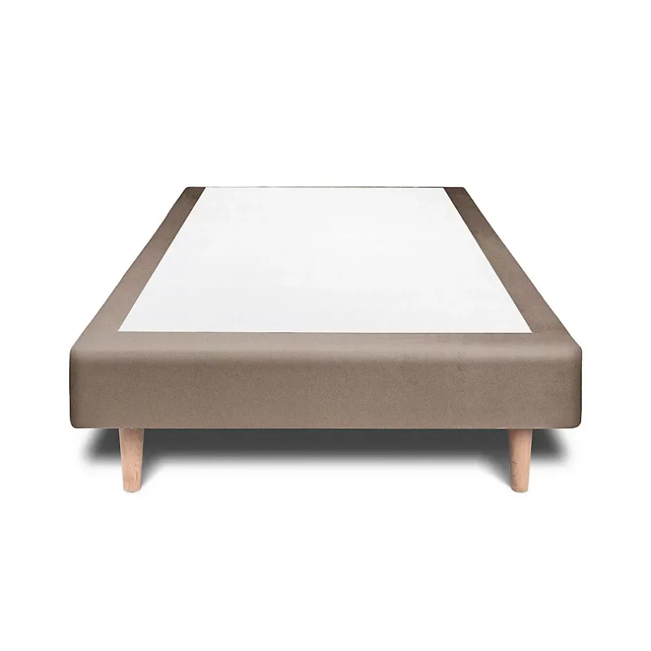 Sommeil De Plomb Lit avec tête de lit capitonnée velours et sommier - Lit en bois massif Outlet