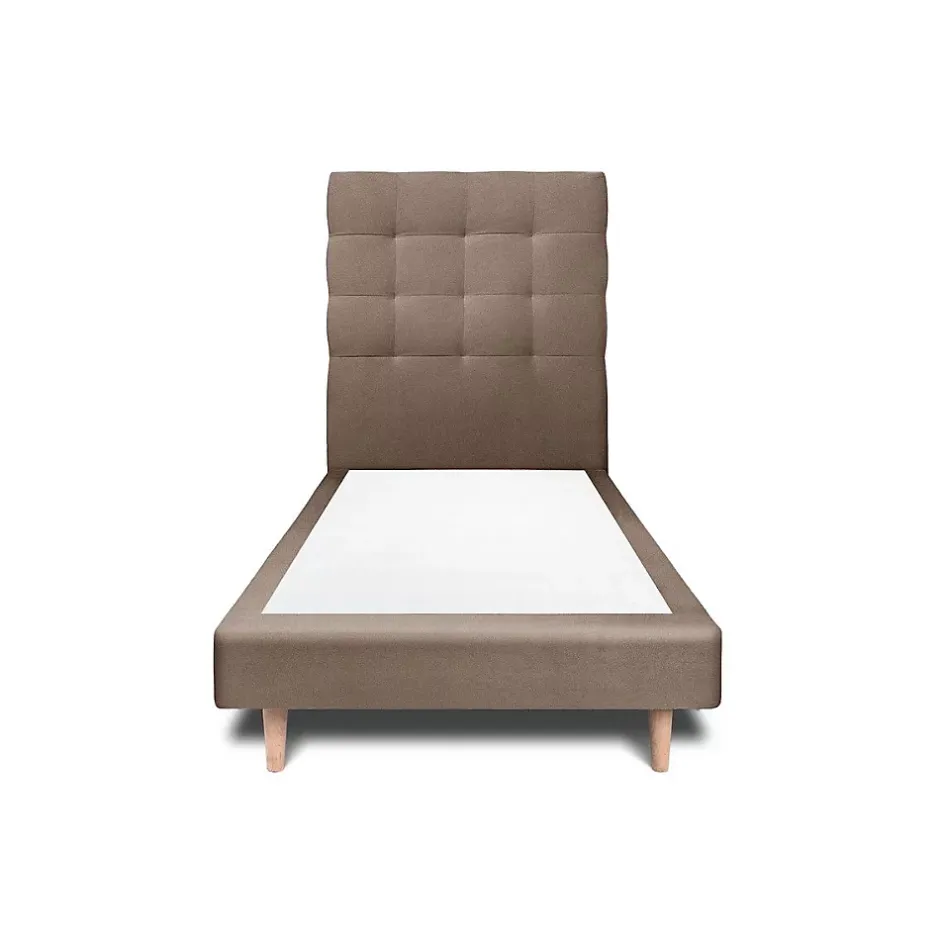 Sommeil De Plomb Lit avec tête de lit capitonnée velours et sommier - Lit en bois massif Outlet