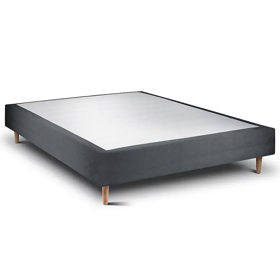 Sommeil De Plomb Lit avec tête de lit capitonnée velours et sommier - Lit en bois massif