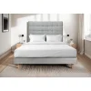 Sommeil De Plomb Lit avec tête de lit capitonnée et sommier kit - Lit en bois massif Sale
