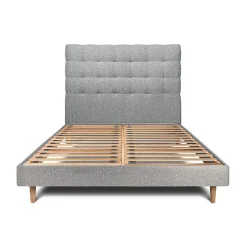 Sommeil De Plomb Lit avec tête de lit capitonnée et sommier kit - Lit en bois massif Sale