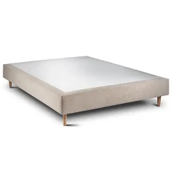 Sommeil De Plomb Lit avec tête de lit capitonnée tissu et sommier tapissier - Lit en bois massif Outlet