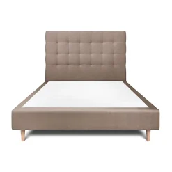 Sommeil De Plomb Lit avec tête de lit capitonnée velours et sommier - Lit en bois massif