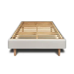 Sommeil De Plomb Lit avec tête de lit capitonnée velours et sommier kit - Lit en bois massif