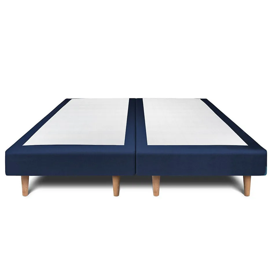 Sommeil De Plomb Lit avec tête de lit capitonnée velours et sommier - Lit en bois massif