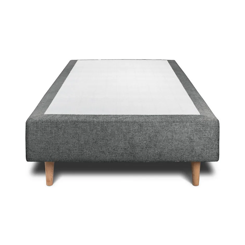 Sommeil De Plomb Lit avec tête de lit capitonnée tissu et sommier tapissier - Lit en bois massif