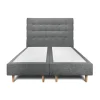 Sommeil De Plomb Lit avec tête de lit capitonnée tissu et sommier tapissier - Lit en bois massif