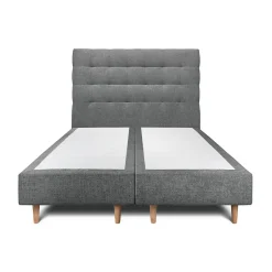 Sommeil De Plomb Lit avec tête de lit capitonnée tissu et sommier tapissier - Lit en bois massif