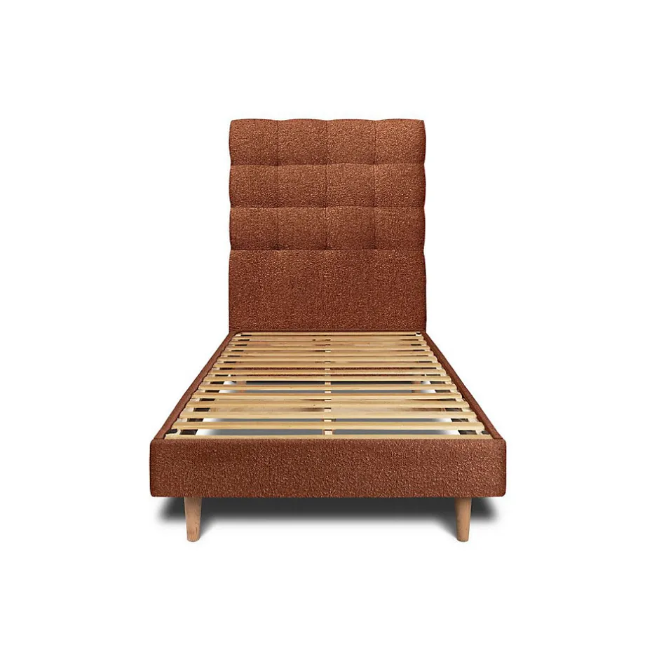Sommeil De Plomb Lit avec tête de lit capitonnée et sommier kit - Lit en bois massif