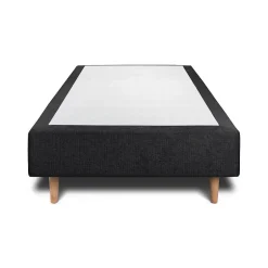 Sommeil De Plomb Lit avec tête de lit capitonnée tissu et sommier tapissier - Lit en bois massif