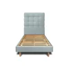 Sommeil De Plomb Lit avec tête de lit capitonnée velours et sommier kit - Lit en bois massif