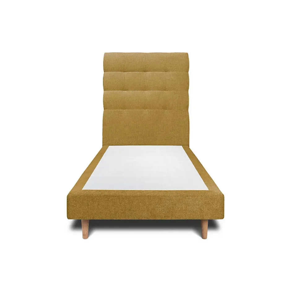 Sommeil De Plomb Lit avec tête de lit capitonnée tissu et sommier tapissier - Lit en bois massif Best