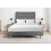 Sommeil De Plomb Lit avec tête de lit capitonnée tissu et sommier tapissier - Lit en bois massif Sale