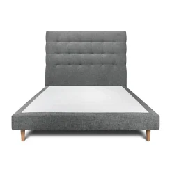 Sommeil De Plomb Lit avec tête de lit capitonnée tissu et sommier tapissier - Lit en bois massif Sale