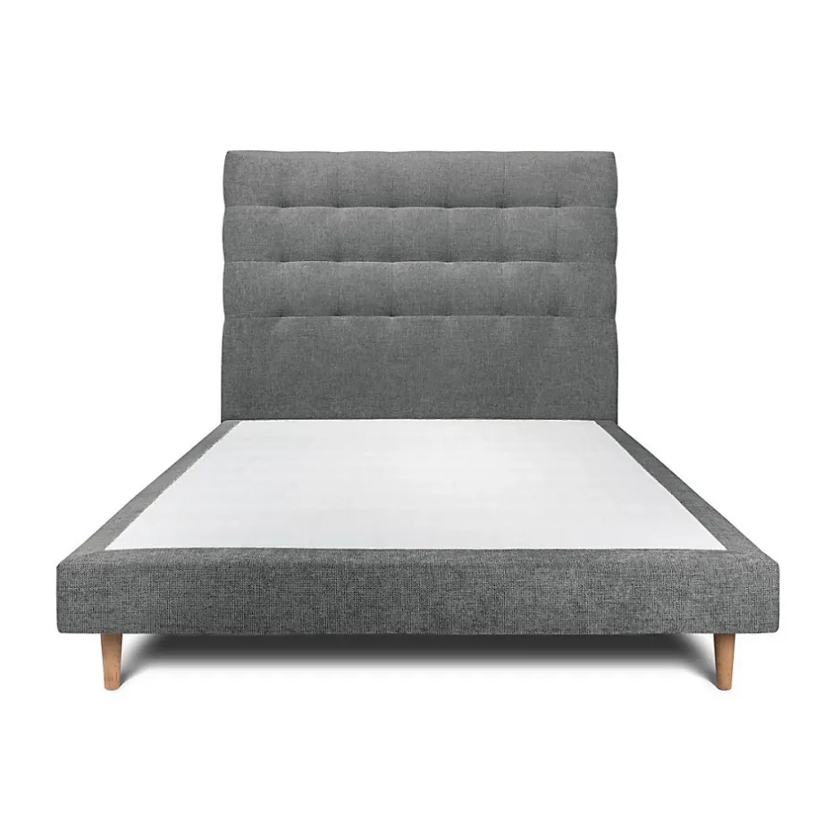 Sommeil De Plomb Lit avec tête de lit capitonnée tissu et sommier tapissier - Lit en bois massif Sale