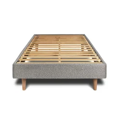 Sommeil De Plomb Lit avec tête de lit capitonnée et sommier kit - Lit en bois massif