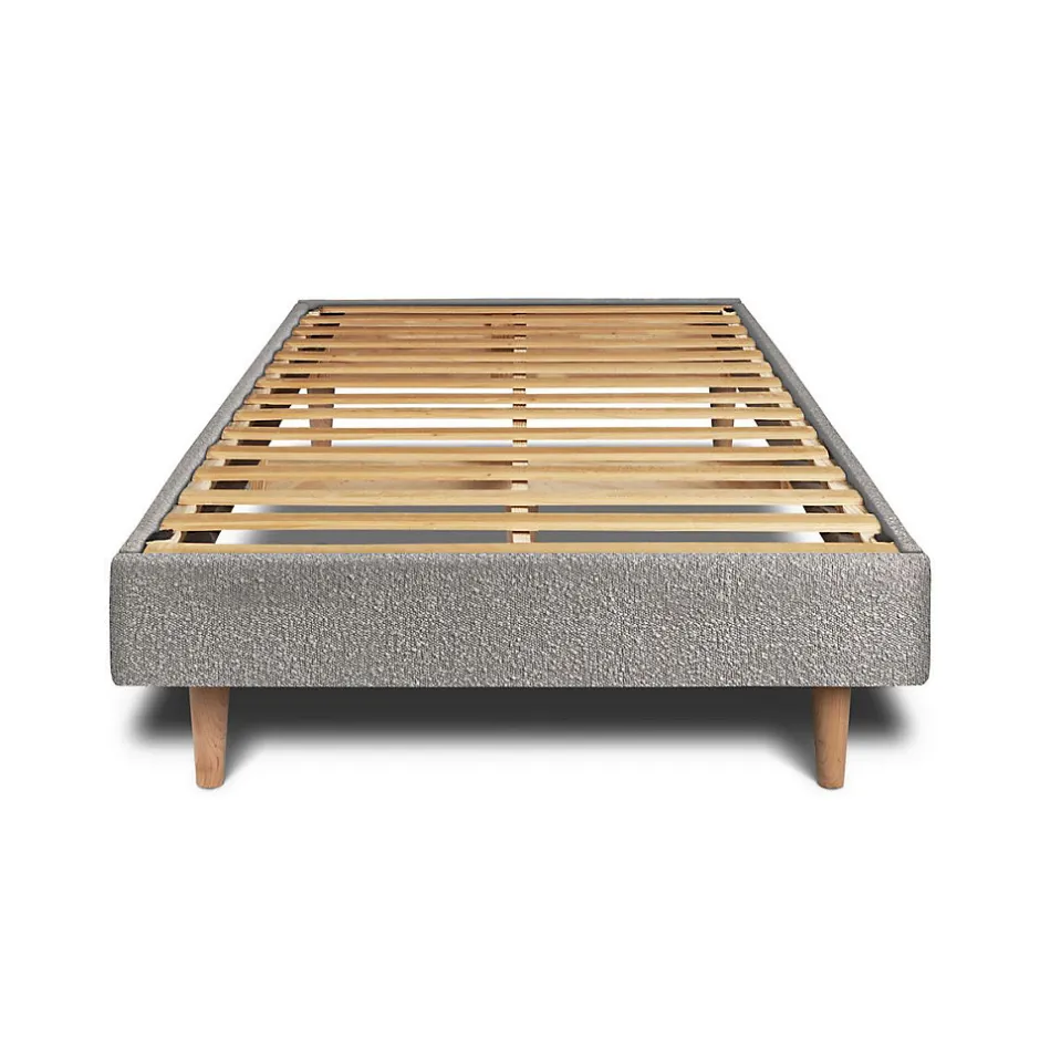 Sommeil De Plomb Lit avec tête de lit capitonnée et sommier kit - Lit en bois massif