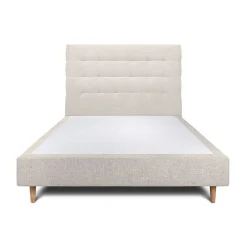 Sommeil De Plomb Lit avec tête de lit capitonnée tissu et sommier tapissier - Lit en bois massif