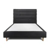 Sommeil De Plomb Lit avec tête de lit capitonnée tissu et sommier tapissier - Lit en bois massif